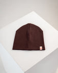 Plum brown double rib cotton hat