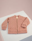 Pink teddy jacket with zipper