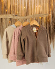 Teddy jacket brown, pink, beige