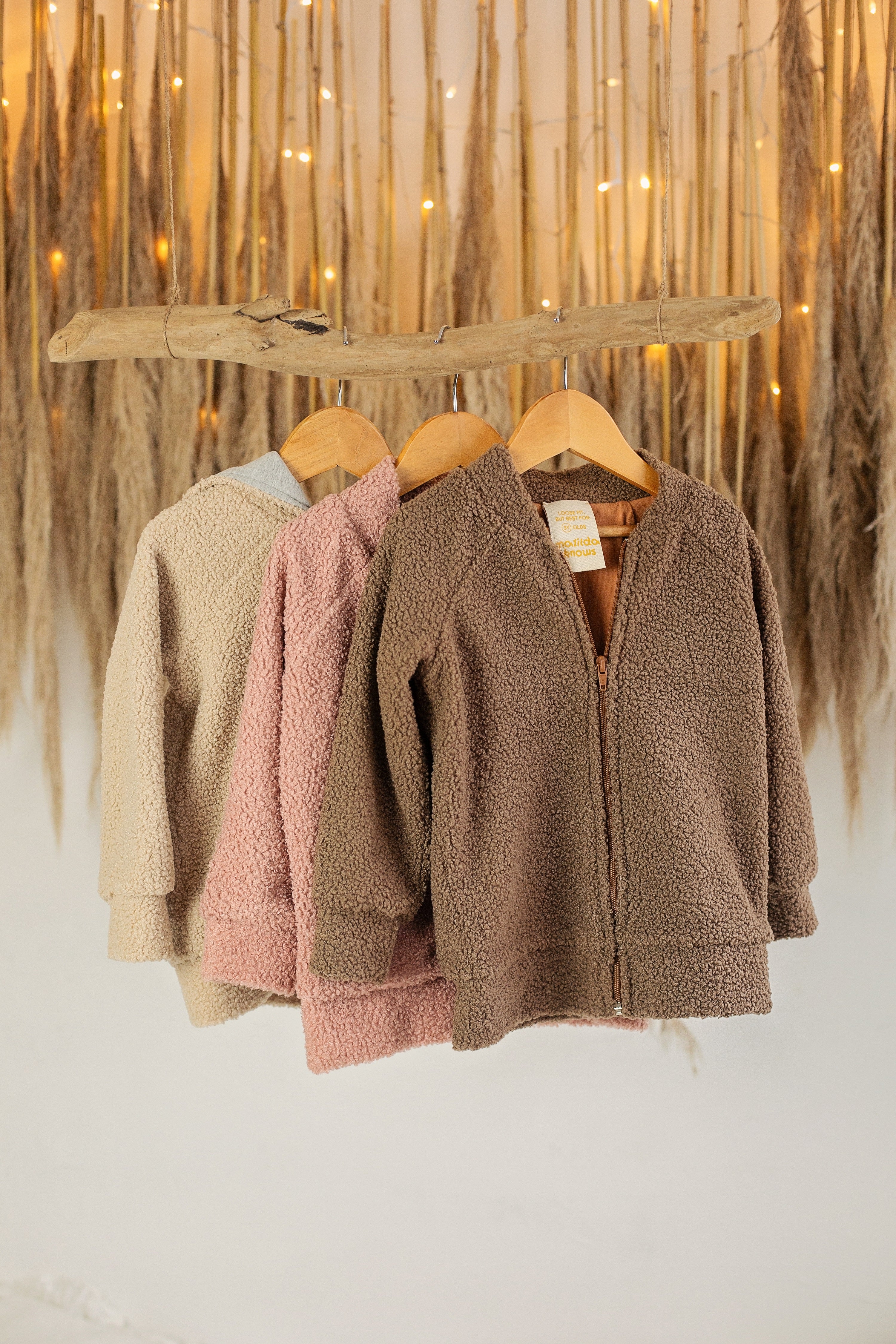 Beige, light pink and brown Teddy fabric jackets