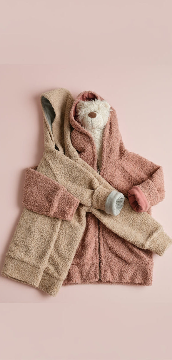 Beige and pink Teddy fabric jackets