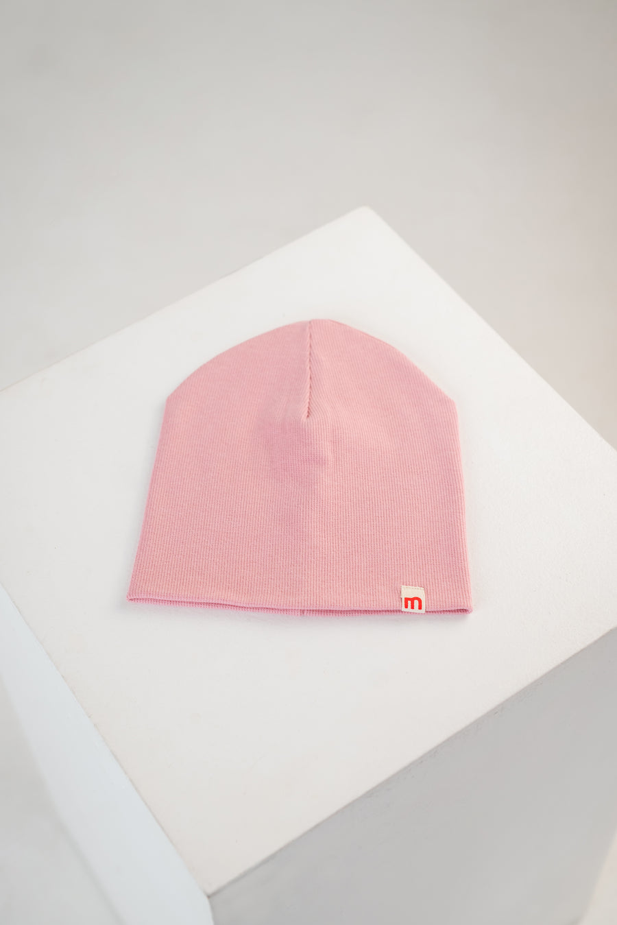 Baby pink double rib cotton hat