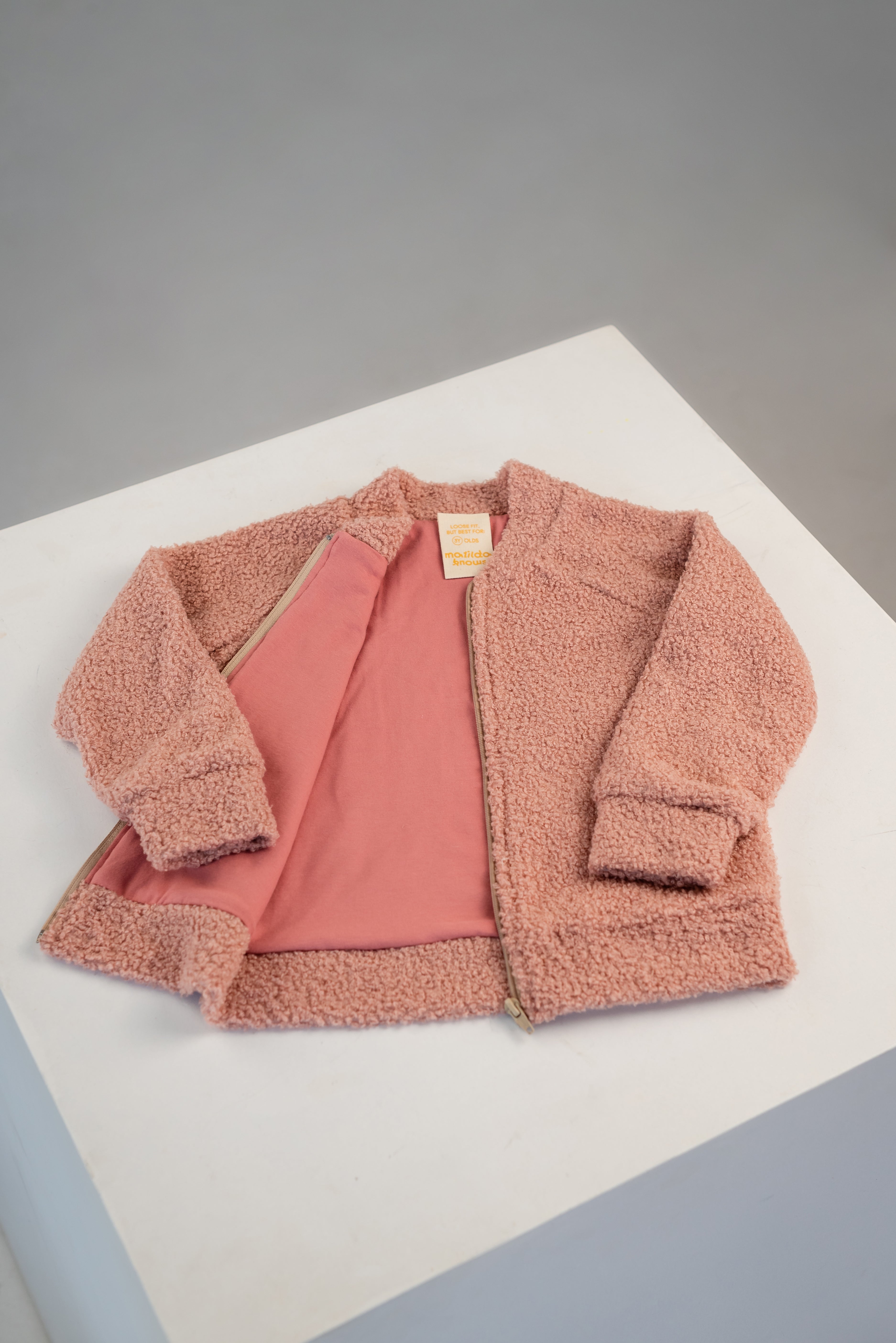 Teddy jacket for kids with soft cotton lining and front zipper ...