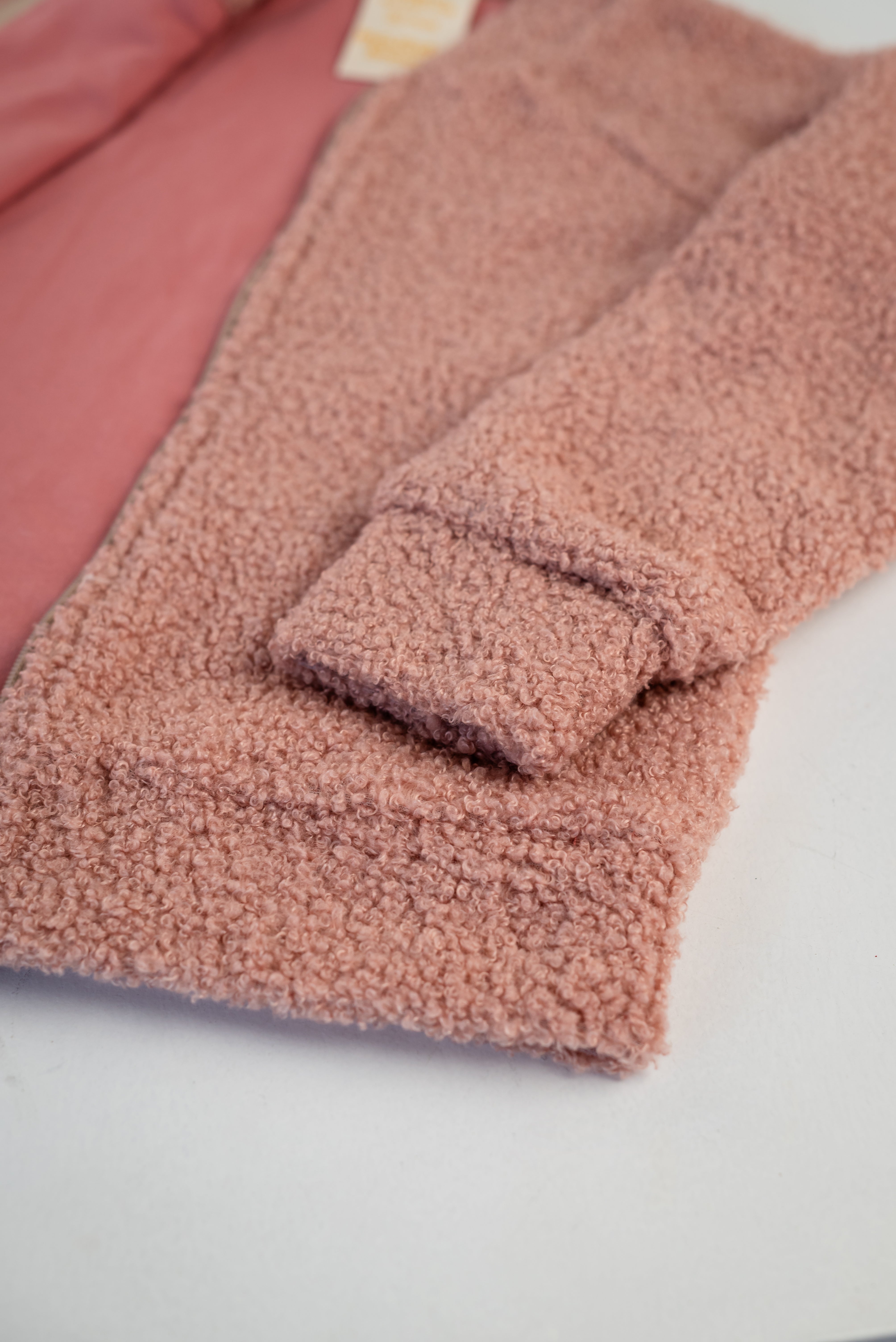 Pink teddy jacket with zipper