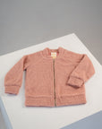 Pink teddy jacket with zipper