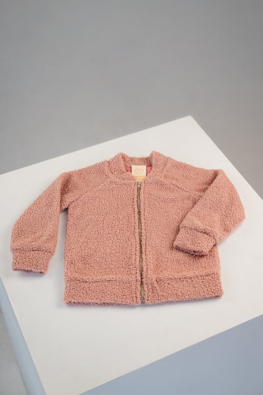 Pink teddy jacket with zipper