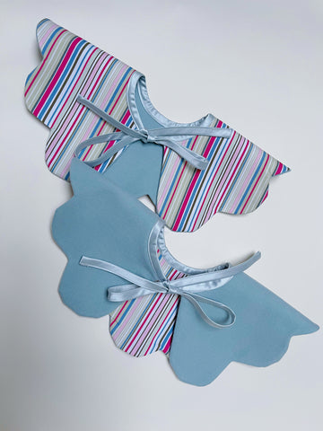 Blue detachable cotton collar and stripes