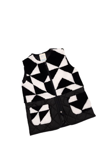 black and white vest