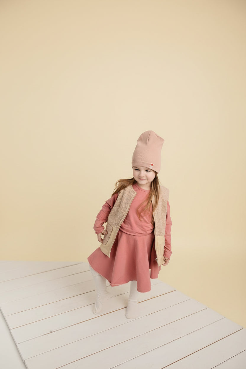 Girl with Beige Teddy with pink skirt and skirt