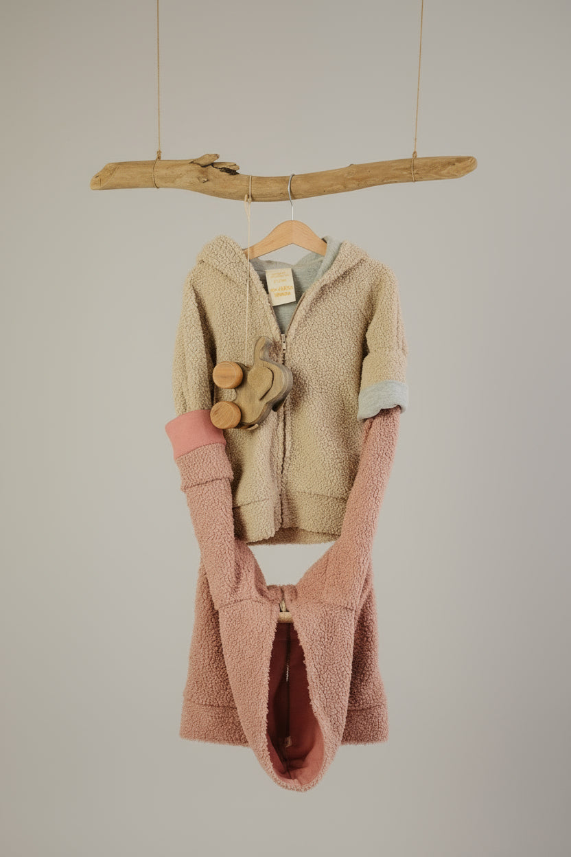 light pink and beige Teddy fabric jackets