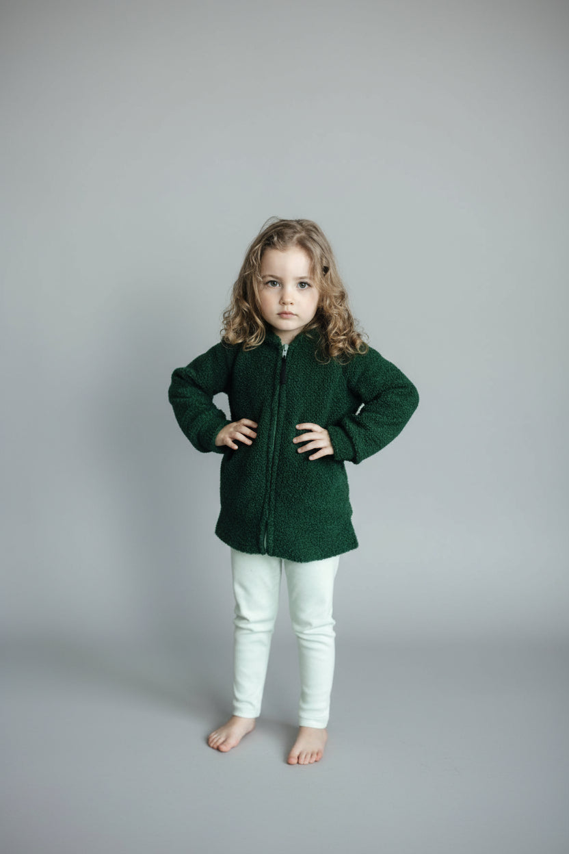  green teddy jacket  with zipper  and mint leggings