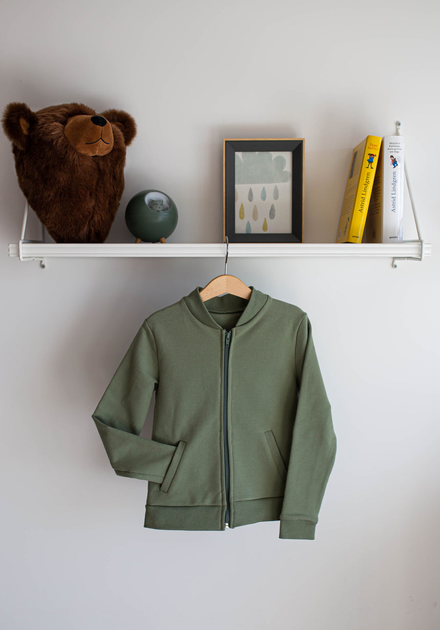 Olive green jacket with zipper